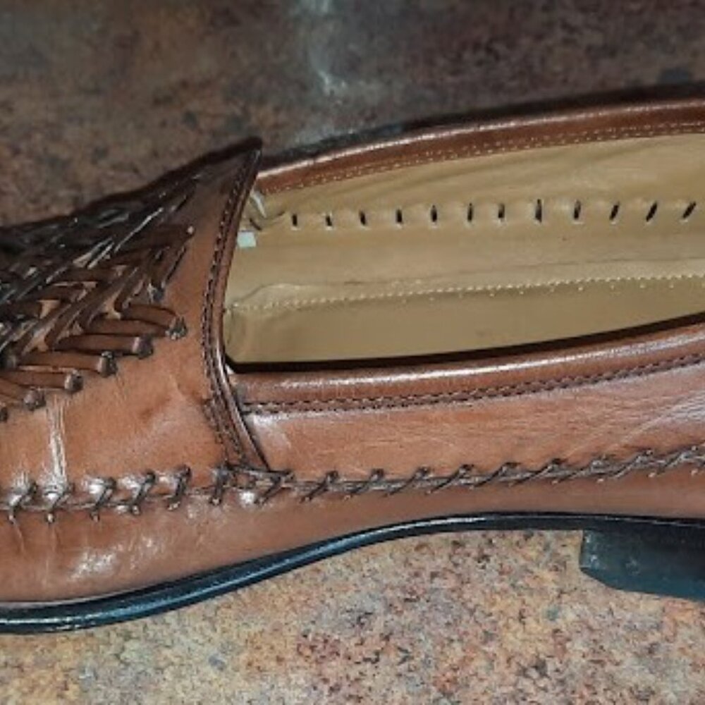 Florsheim Mens Vintage Leather Basket Weave Loafers US 11.5 Wide USA - Picture 7 of 7
